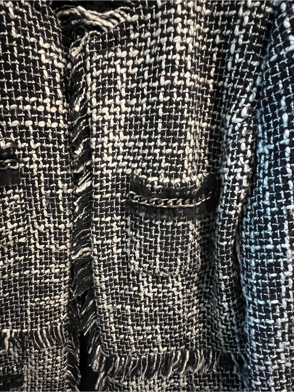 INC International Concepts Black & White Tweed Fringe Blazer - Picture 3 of 8